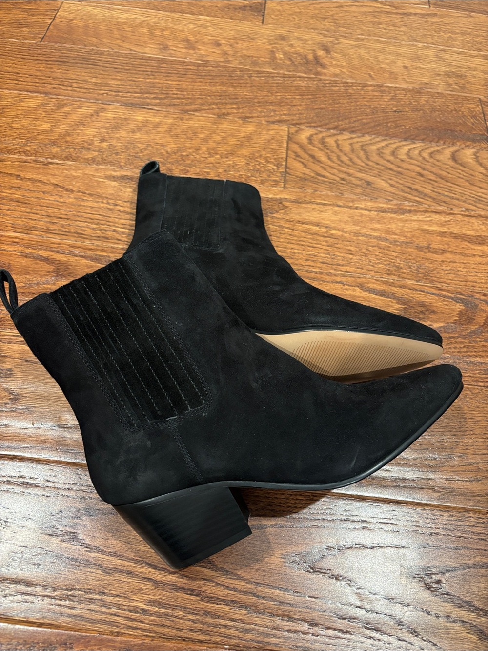 J. Crew Black Suede Ankle Booties with Low Block Heel